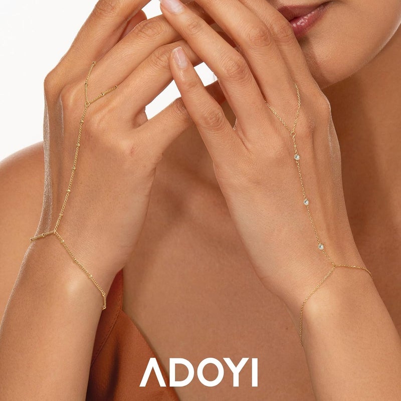 adoyi Gold Bracelets for Women, 14K Gold Plated Stackable Bracelet Stack Set Adjustable Charm Paperclip Chain Cuban Link Layered Waterproof Jewelry Sets Gifts for Womens 6.0/6.8/7.2" - Image 3